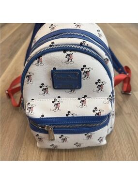 Loungefly Disney Mickey Mouse Mini Backpack White Blue Multicolor EUC